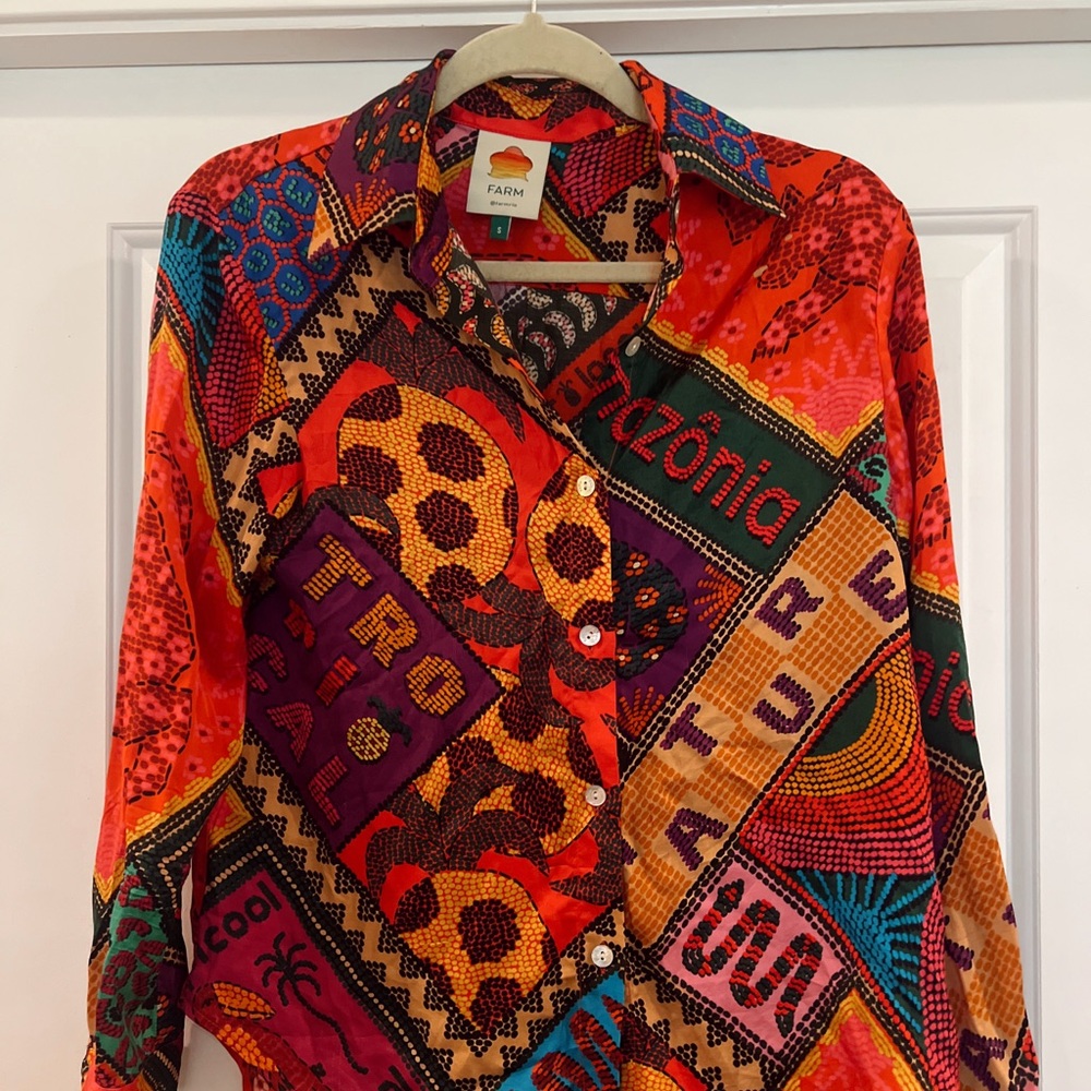 Farm Rio Dotted Patch Scarf Shirt
